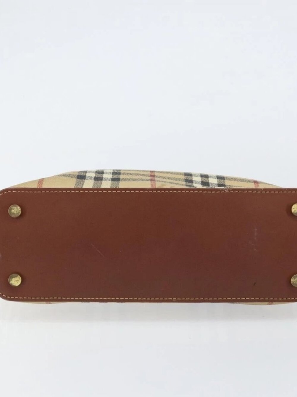 BURBERRY Nova Check Hand Bag PVC Beige Gold Auth BA8952 - Picture 6 of 16
